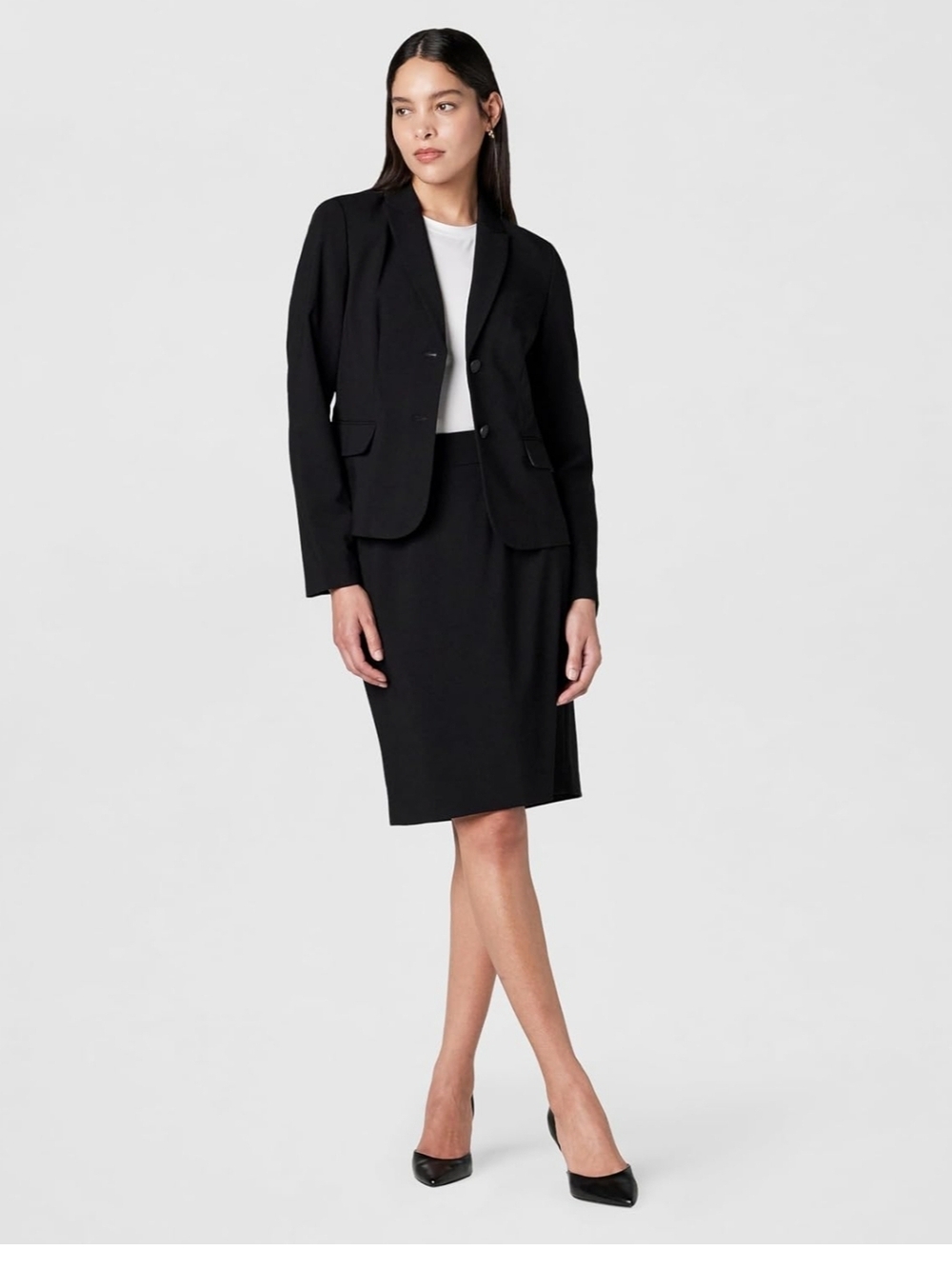 Calvin Klein Women's Black Two Button Lux Blazer